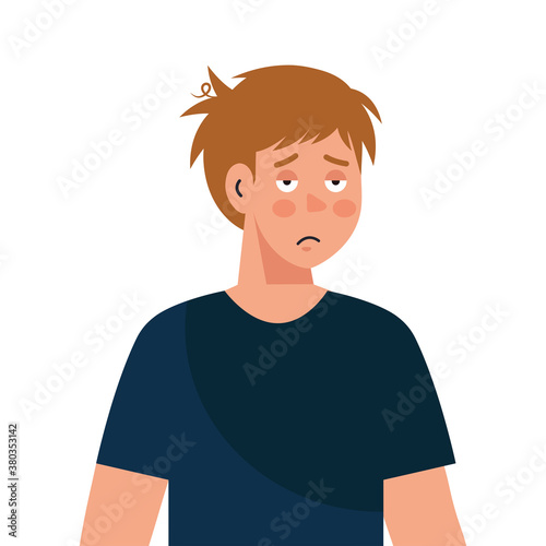 man cartoon with insomnia design, sleep and night theme Vector illustration