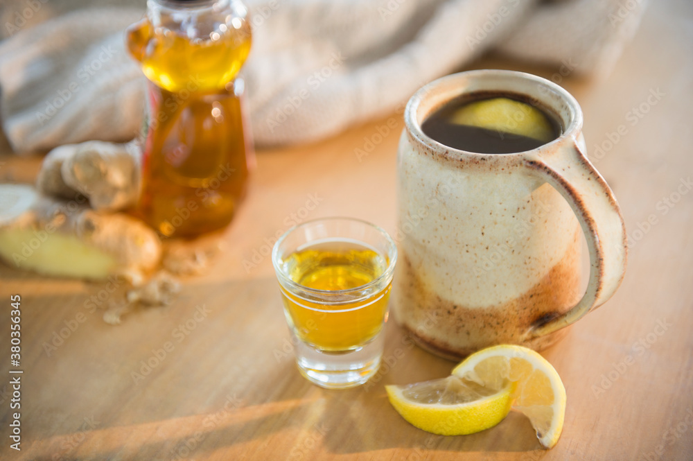 Hot tea with lemon slices Hot tea with lemon slices