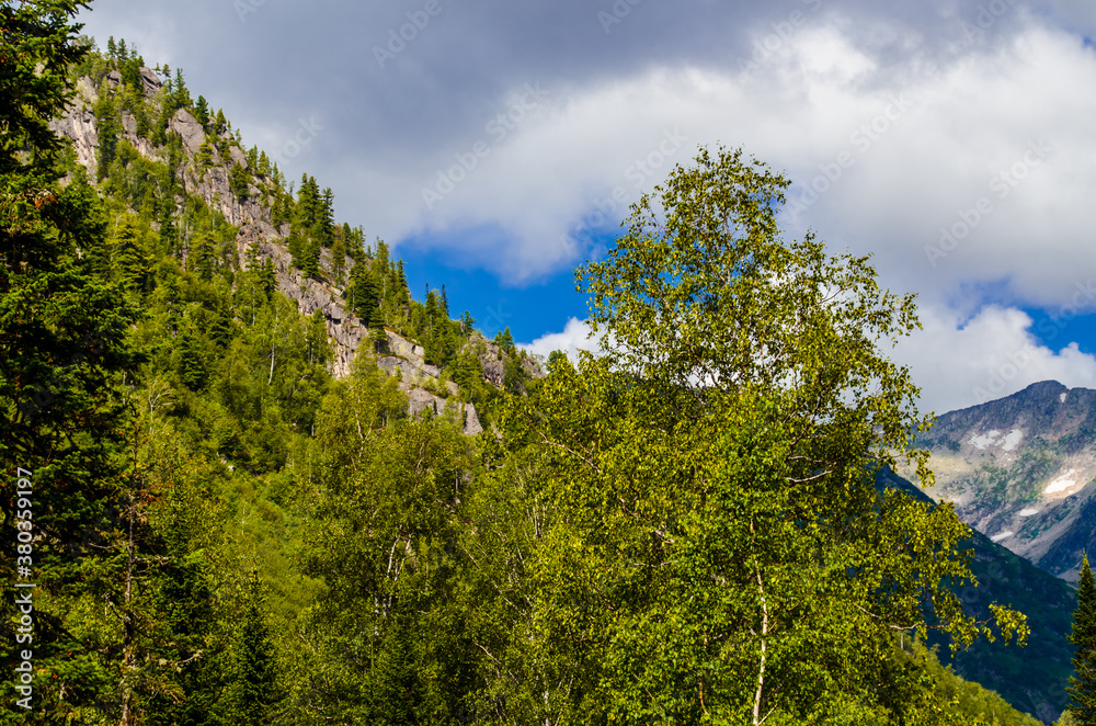 View from high mountain. clouds in the sky