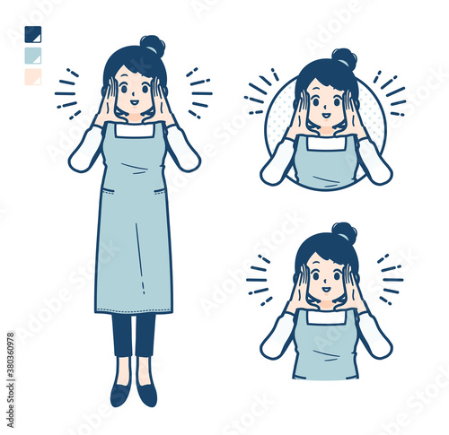 simple apron woman_Calling-out-loud