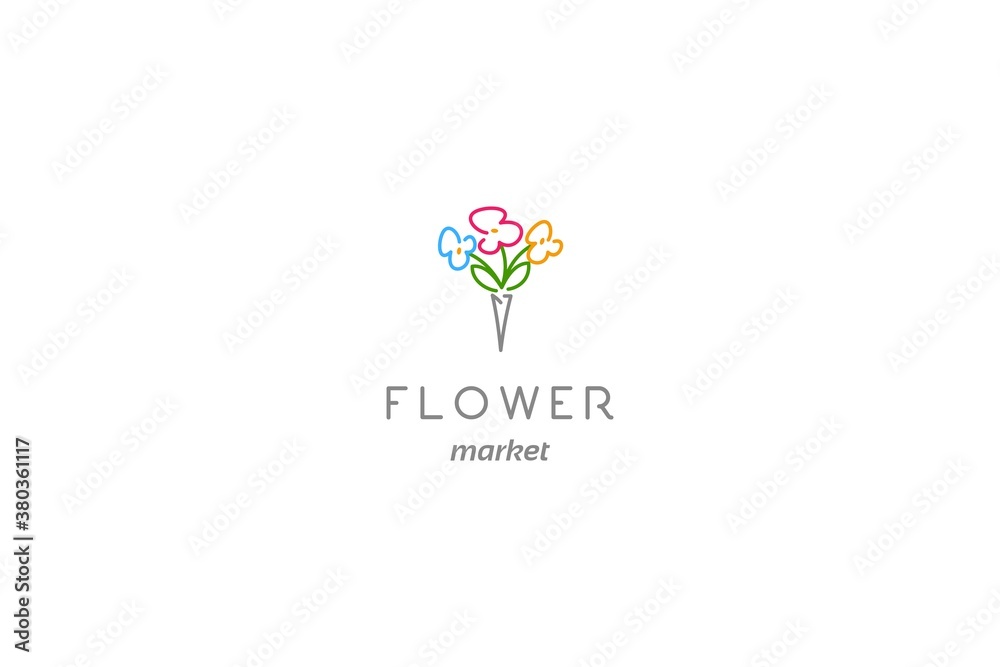 Logo design for flower market, flower shop, or flower seller  - obrazy, fototapety, plakaty 