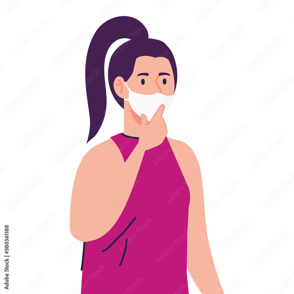 woman cartoon with mask design of medical care and covid 19 virus theme Vector illustration woman cartoon with mask design of medical care and covid 19 virus theme Vector illustration