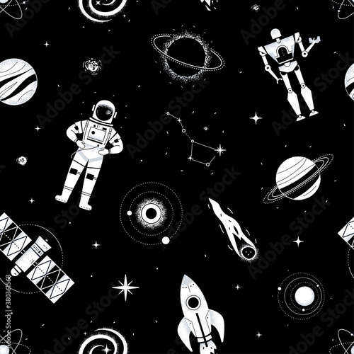 Space exploration - flat design style pattern