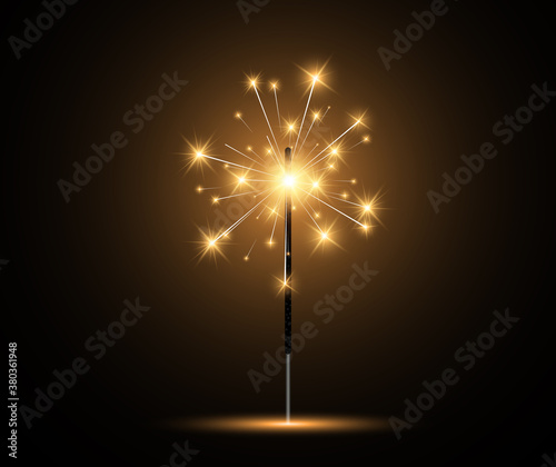 Vector illustration of sparklers on a transparent background.