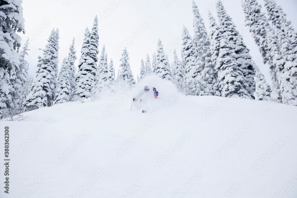 Young man skiing in forest Young man skiing in forest