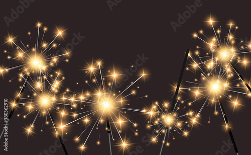 Vector illustration of sparklers on a transparent background.