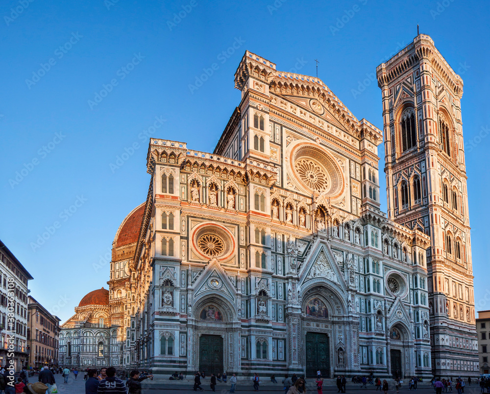 Florence, Italy: evening light on the Campanile and Duomo on a clear day