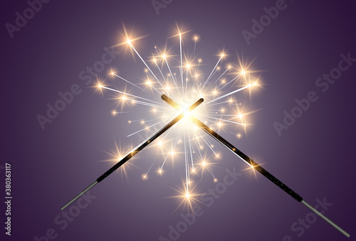 Vector illustration of sparklers on a transparent background.