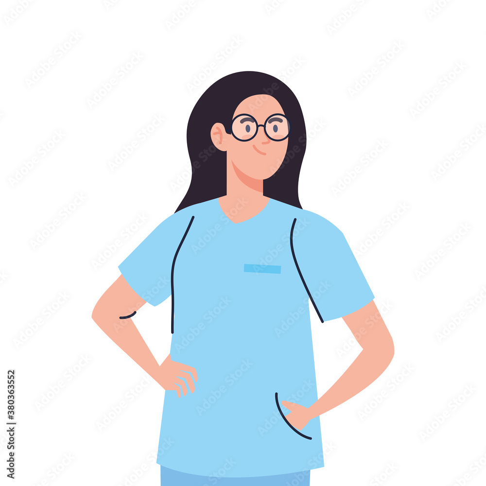 medical doctor woman with glasses design of care health and emergency theme Vector illustration medical doctor woman with glasses design of care health and emergency theme Vector illustration