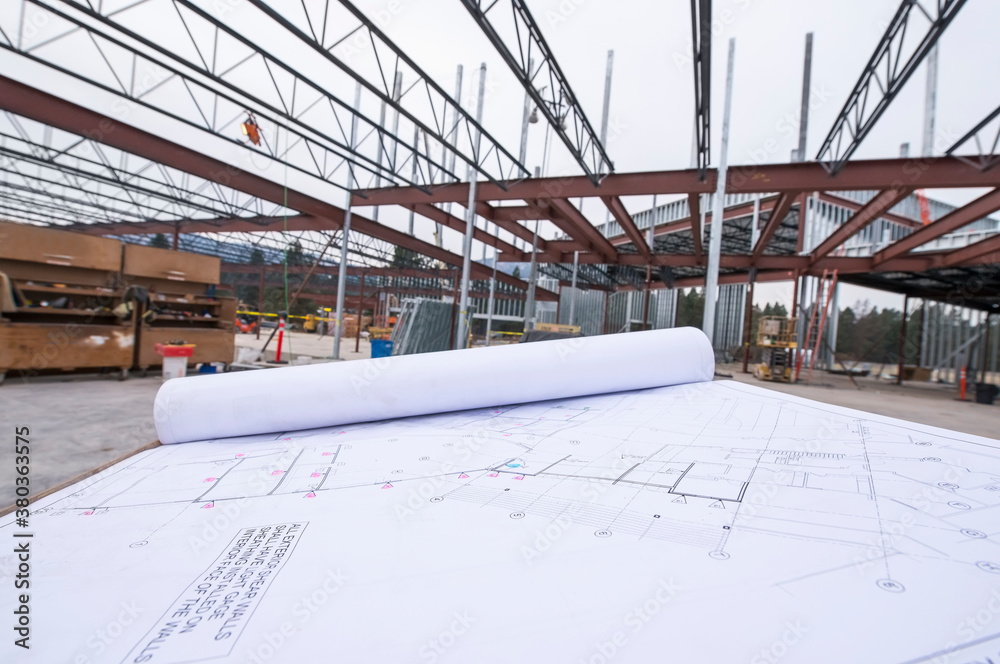 Architectual plans on table