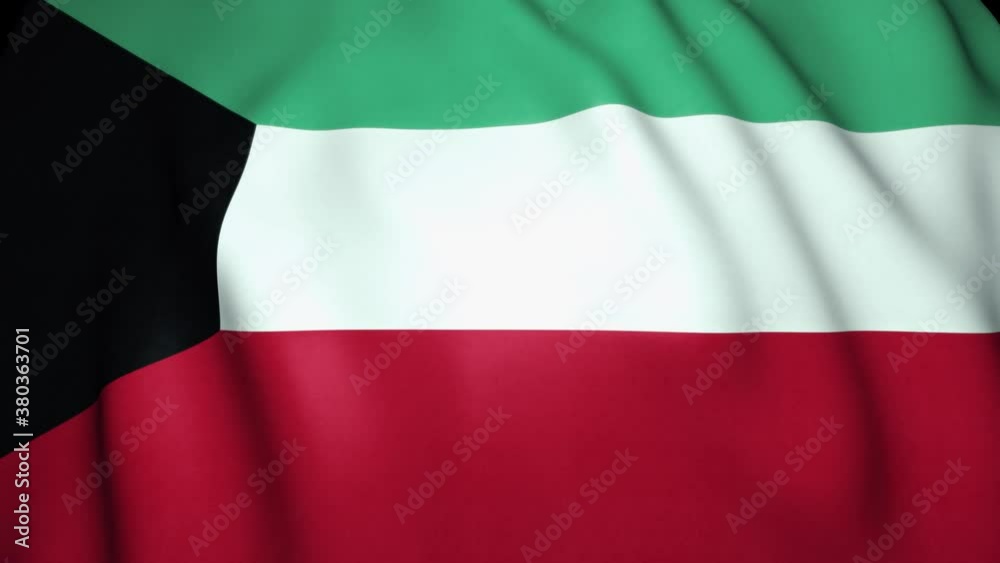 Waving realistic Kuwait flag background. Loop animation Waving realistic Kuwait flag background. Loop animation