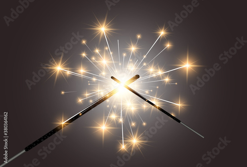 Vector illustration of sparklers on a transparent background.