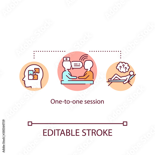 One to one session concept icon. Private psychological counseling idea thin line illustration. Professional psychologist assistance. Vector isolated outline RGB color drawing. Editable stroke