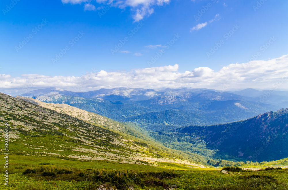 View from high mountain. clouds in the sky View from high mountain. clouds in the sky