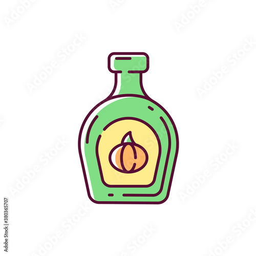 Pumpkin syrup RGB color icon. Natural food product, rustic cooking. Vegan gourd based spice. Delicious topping for homemade dishes. Isolated vector illustration