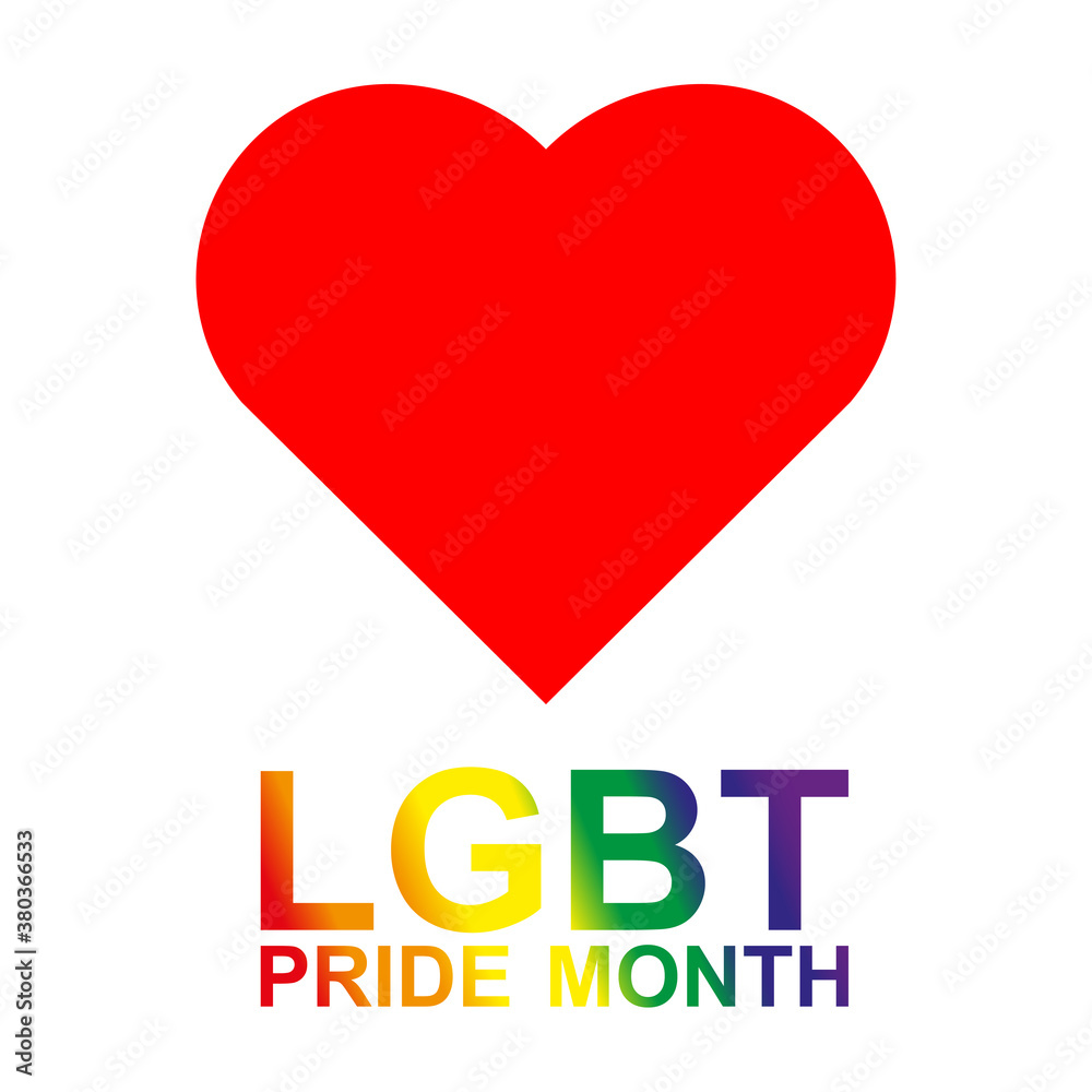 LGBT Pride Month in June. Lesbian Gay Bisexual Transgender. Celebrated annual. LGBT flag. Rainbow love concept. Human rights and tolerance. Poster, card, banner and background. Vector