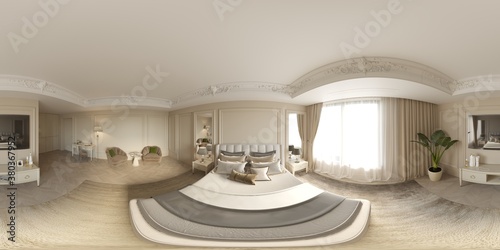 spherical panorama of the interior, 3D illustration