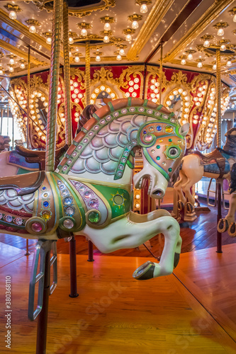 Close-up of carousel horse photo