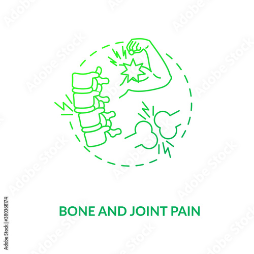 Bone and joint pain concept icon. Vitamin shortages symptom idea thin line illustration. Musculoskeletal health. Muscle function vitality. Vector isolated outline RGB color drawing.