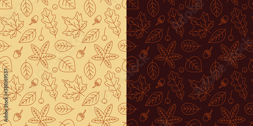 Seamless pattern with autumn leaves. Endless print. Vector illustration. Simple hand drawn elements.