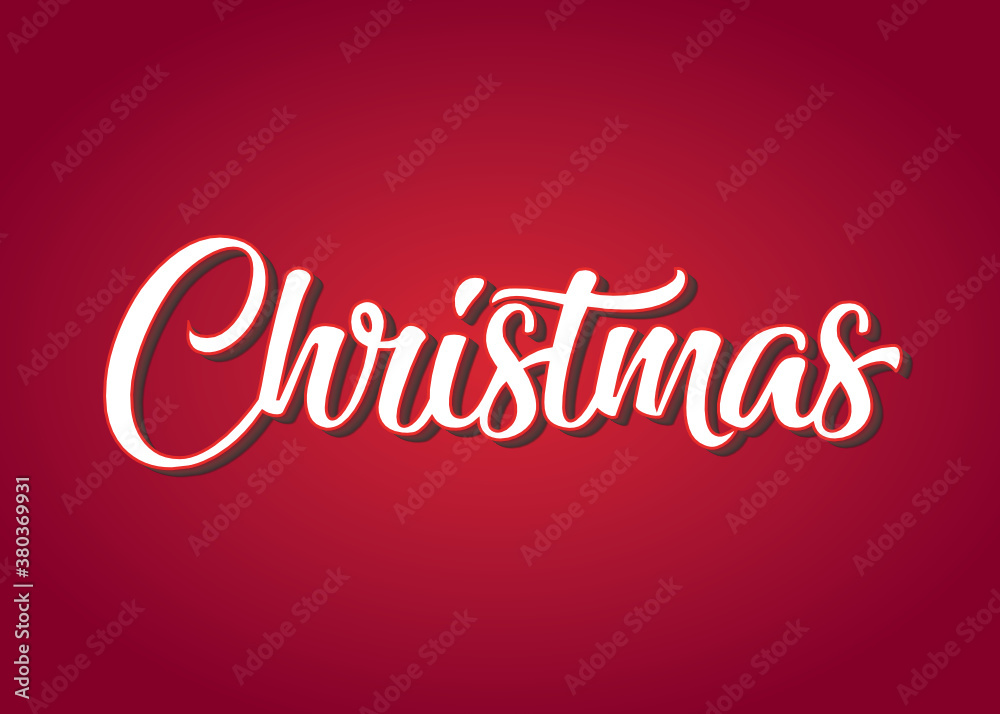 Christmas Background, Handwritten Merry Christmas Sign, Holiday Greeting Card, Vector Illustration Background