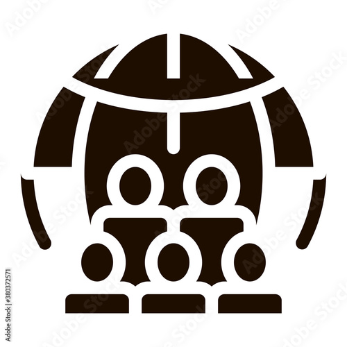 People Planet Earth Problem Vector Icon. Overpopulation Surplus Population Environmental Problem, Industrial Pollution, Contamination Pictogram. Contour Illustration