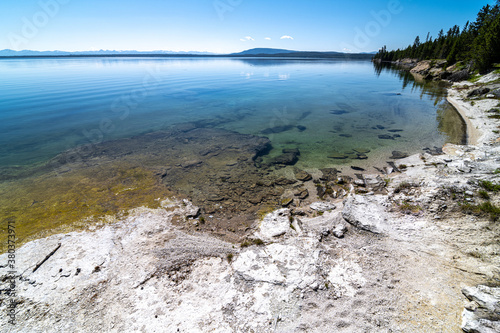 View of Yellowstone Lake from West Thumb Geyser Basin  Yellowstone National Park