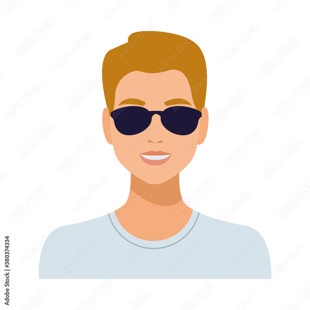 man wearing sunglasses avatar character isolated icon