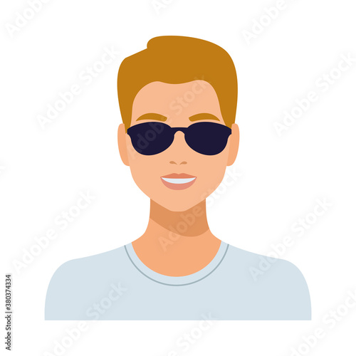 man wearing sunglasses avatar character isolated icon