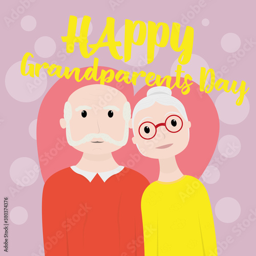 Happy gandparents day card. Happy old couple - Vector