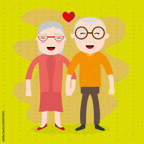 Happy gandparents day card. Happy old couple - Vector