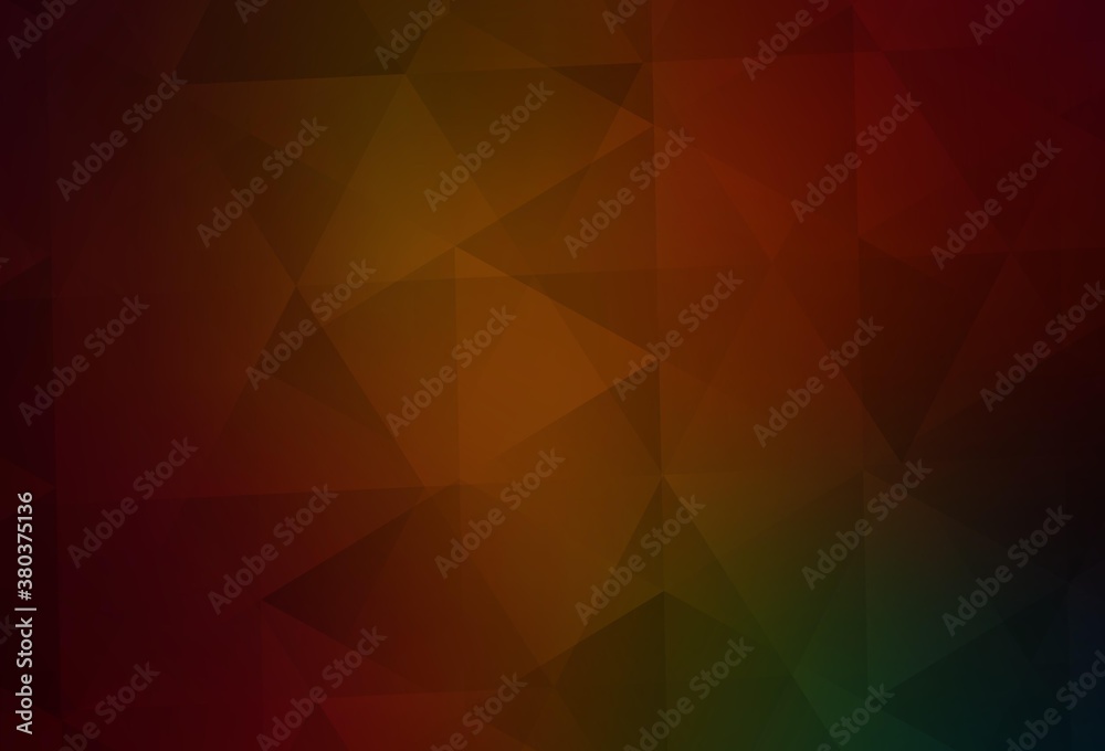 Obraz premium Dark Green, Red vector gradient triangles pattern.