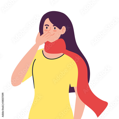 woman cartoon coughing design, Girl female person people human and social media theme Vector illustration