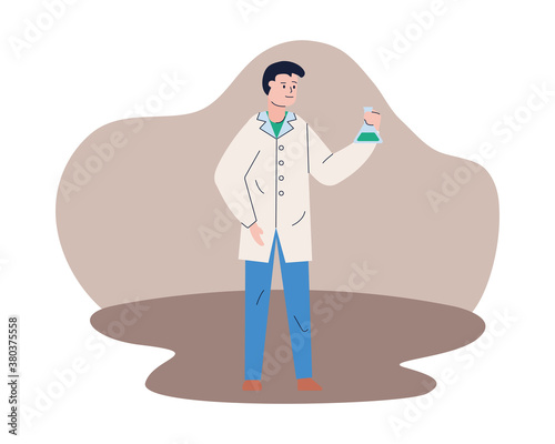 young male doctor with tube test