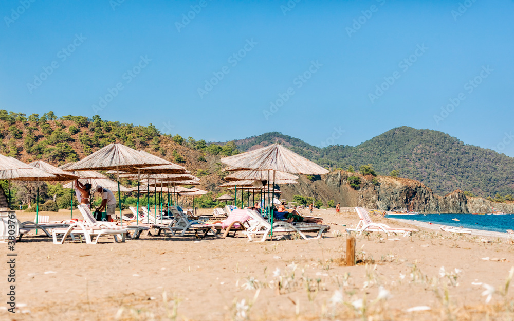 Beach life on Turkish Riviera in Cirali, Antalya Province, Turkey, Asia