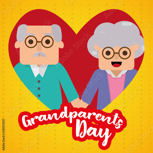 Happy gandparents day card. Happy old couple - Vector