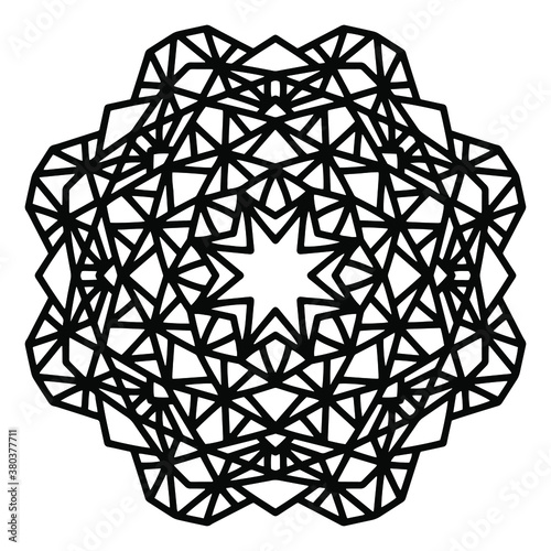 vector geometric mandala, henna drawing, print for clothing, textiles, notebooks, tattoos, anti-stress coloring. isolated on a white background.