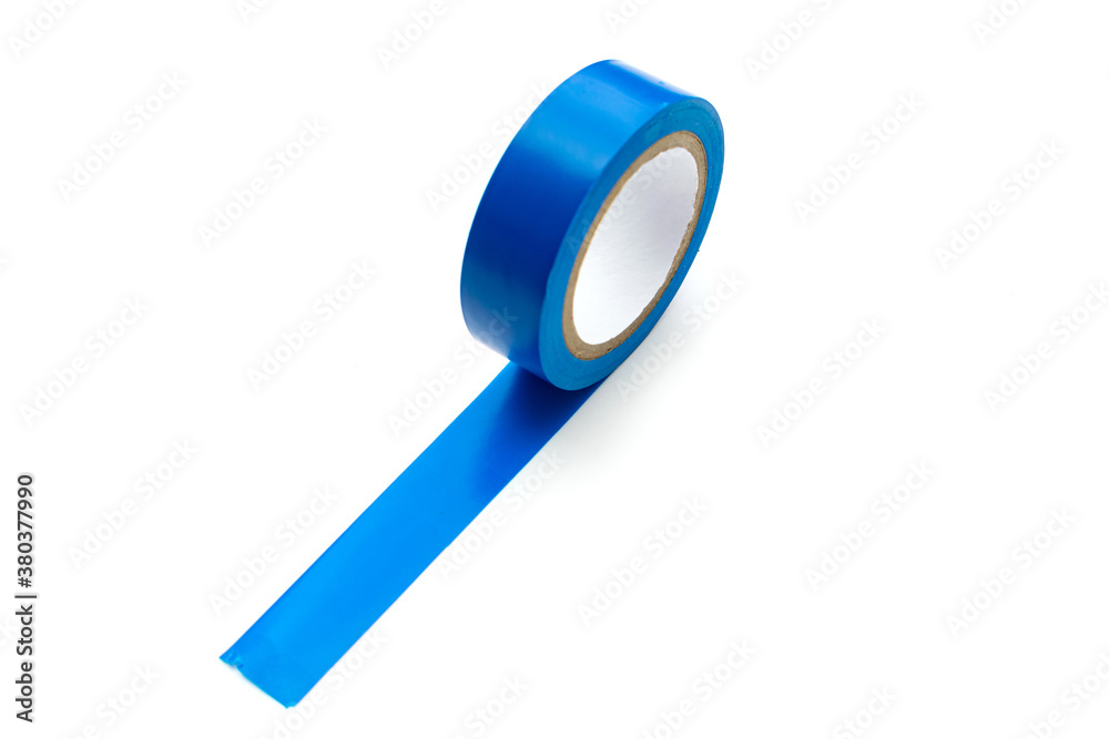 Insulating tape in blue on a white background. Isolated. Insulating tape in blue on a white background. Isolated.