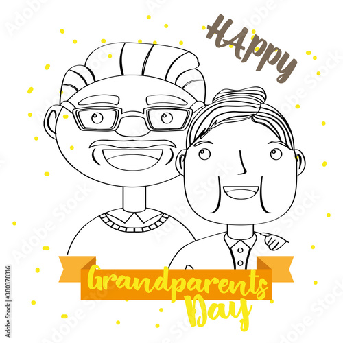 Happy gandparents day card. Happy old couple - Vector