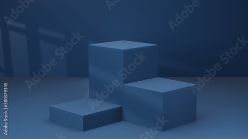 3d rendering empty template podium for product placement © Surakit