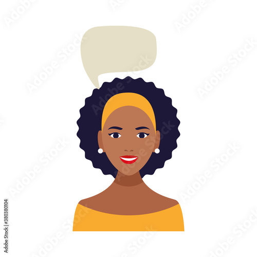 beautiful afro woman talking character