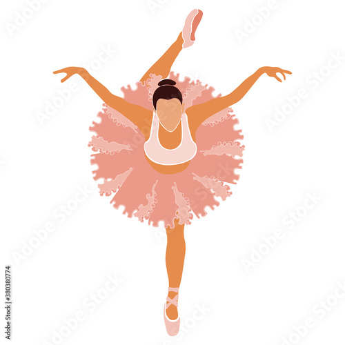 Ballerina in pink ballet tutu. Dancer in beautiful pose. Ballet. Vector illustration.