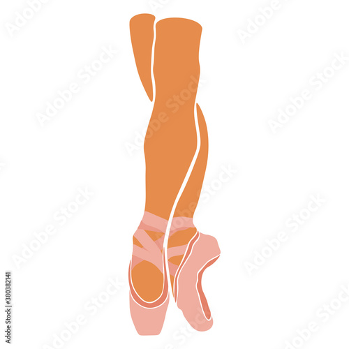 Ballet dancer legs in pointe shoe. Vector illustration. Ballet shoes isolated.