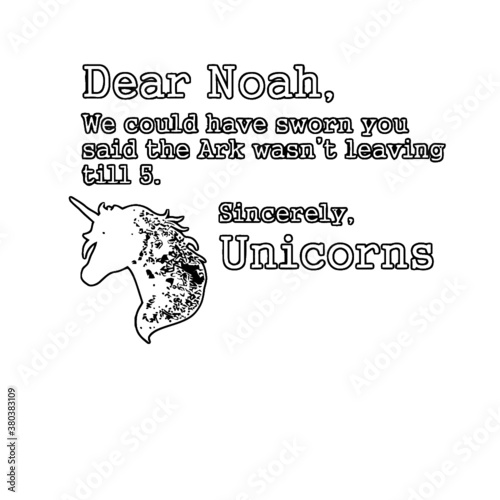 dear noah ark leaving unicorns funny christian womens unicorn design Coloring book animals vector illustration