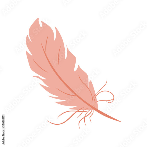 Vector pink feathers isolated on white background. Feather icon.