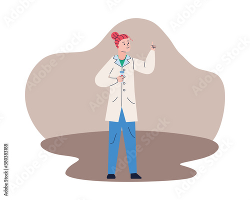 young female doctor with tube test