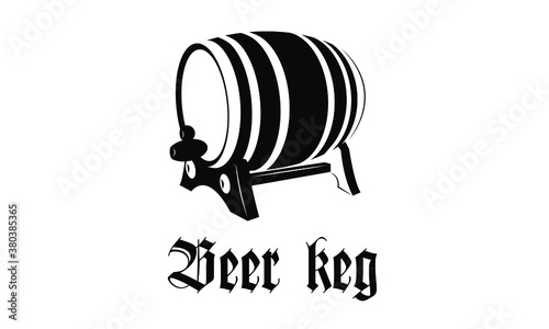 Vintage wooden beer keg with tap