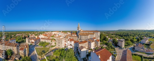 Panoramic aerial drone picture of the medieval town Bale on the Istrian peninsula