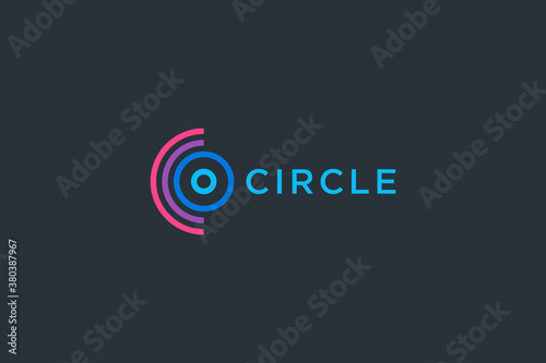 Abstract Initial Letter C and O Circle Logo. Colorful Geometric Circular Line isolated on Blue Background. Usable for Business and Technology Logos. Flat Vector Logo Design Template Element.