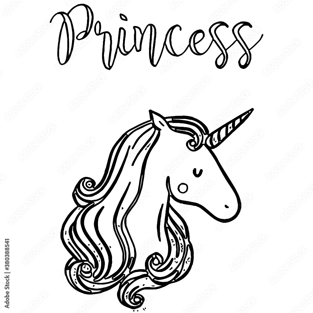 Fototapeta princess palalula women is unicorn birtday unicorn womens unicorn design Coloring book animals vector illustration